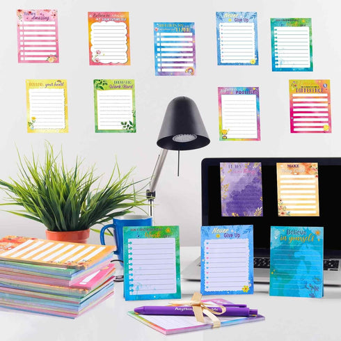 Yeaqee 12 Set Employee Appreciation Gifts, Empowering Sticky Notepads, Pens, Ribbons for Students Colleague Office