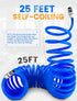 25 Feet Repairable EVA Recoil Air Hose, Air Compressor Hose with 1/4" NPT Industrial Universal Quick Coupler and I/M Plug Kit, 200PSI Max Air Tool Hose