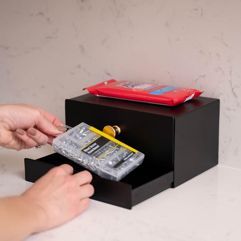 Modernbarn.life Modern Toilet Paper Holder with Storage Drawers - Toilet Paper and Wipes Holder for Bathroom - Aluminum