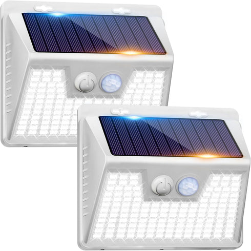 Peasur Solar Powered Lights Outdoor Motion Sensor, 2 Pack 140 LED Fence
