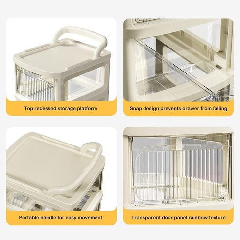 Generic 2/3/4-Tier Rolling Storage Cart Multi-Purpose Organizer for Kitchen, Bathroom & Living Room, Transparent