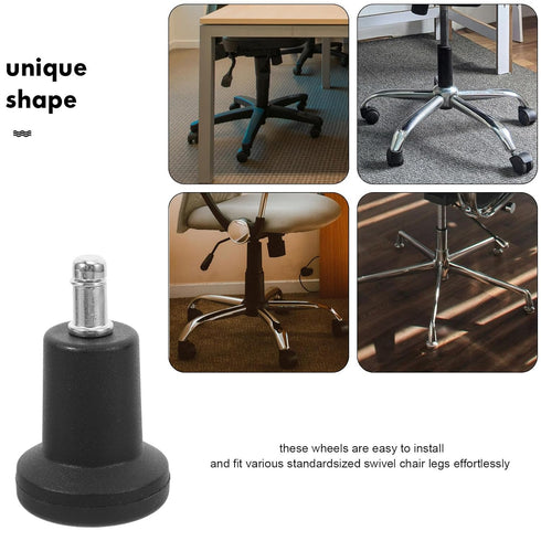 6pcs 2-inch KALLORY Fixed Office Chair Casters Swivel Accent Chair Wheels Bell Glides Replacement Desk Wheels for High