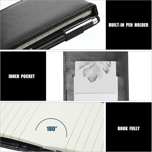 Outus 10 Pcs Mini Pocket Notepad Holder Set, Mini Pocket Notepad Holder with 50 Lined Sheets, 3 x 5 Inch Memo Book