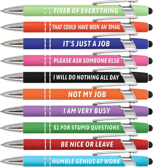Funny Pens Sarcastic Ballpoint Pens for Adults, Snarky Office Supplies for Coworker Women Men Work Colleague Favors (10