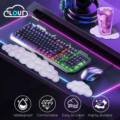 Cloud Wrist Rest for Keyboard, Ergonomic Memory Foam Arm Rest with Non-Slip Base for Typing Pain Relief