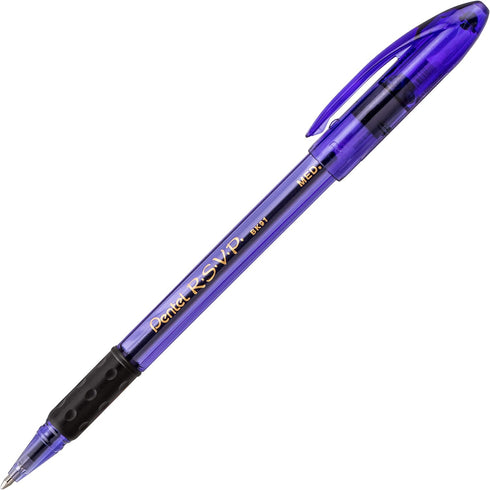 Pentel RSVP Razzle-Dazzle Ballpoint Pen, (1.0mm) Medium Line, Violet Barrel, Black Ink, Box of 12 (BK91RDV-A) by Pentel