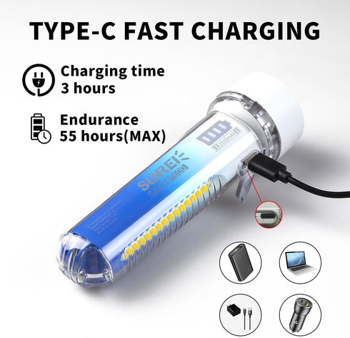 Rechargeable RGB Flashlight Super Bright LED Battery Powered with 9 Modes & IPX7 Waterproof for Emergencies