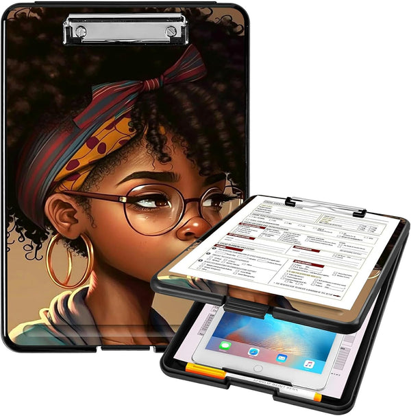 Heavy Duty A4 Waterproof Clipboard, Nursing Plastic Folder with Storage Clip Boards for Teacher, Doctor, Offices - Black