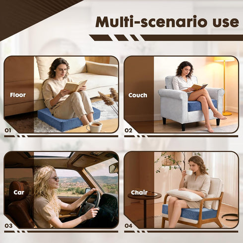 Yueyocici Corduroy Recliner Seat Cushion, Large High Density Foam Square Seat Cushion for Recliner Chair, Office Chair