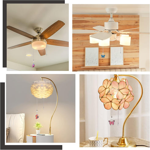 10pcs 14" CRASPIRE Small Ceiling Fan Pull Chain Extender Small Butterfly Charm Pendant Adjustable Decorative Extension