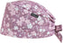 Pink Series Florals Double-Sided Printed Scrub Caps for Women with Buttons, Adjustable