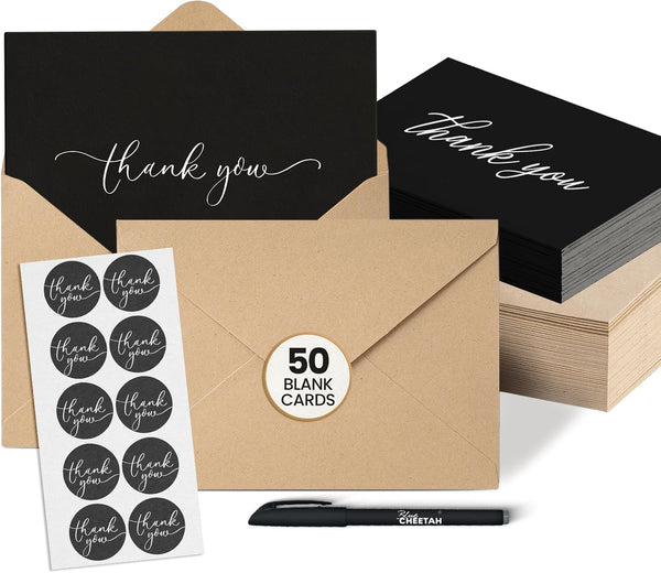 Blue Cheetah 50 Thank You Cards with Envelopes 50 Pack - 4x6 Thank You