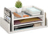 Ballucci 3-Tier Desk Organizer with 2 Side Mail Sorter Slots, Open Top Paper Organizer, Wood Letter Tray for Desktop
