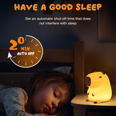 UNEEDE Cute Capybara Night Light, Novelty Animal Silicone Nursery Night Light Rechargeable Table Bedside Lamp