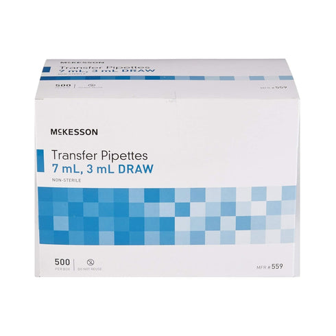 McKesson Transfer Pipette, Non-Sterile, 7 mL Capacity, 0.5 mL to 3 mL Graduation Increments, 500 Count, 1 Pack