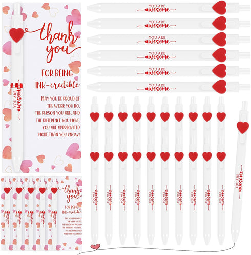 Jetec 50 Sets Valentines Pens Bulk Heart Employee Appreciation Gifts Inspirational Ballpoint