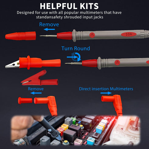 WG-011 III Test Lead Kit with Safety Alligator Clips Soft Silicone Electrician Test Leads CAT IV 1000V (Test Lead)