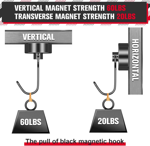 FINDMAG 12 Pack Heavy Duty Magnetic Hooks, 60 LB+ Swivel Hooks for Hanging in Kitchen, Office, Garage
