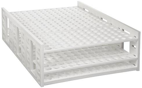Heathrow Scientific 120-Place Mega Tube Rack, Polypropylene, Holds 10 mL Tubes, White