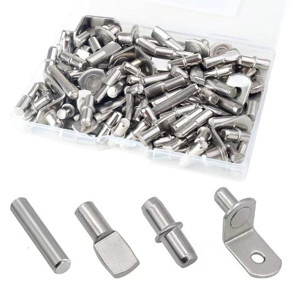 Fuvylonk 108 Pcs Shelf Pins Kit, Metal Nickel Plated Shelf Support Pin, Bookshelf
