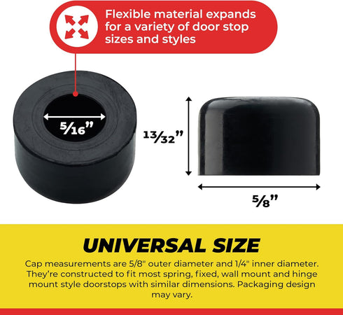 Premium Rubber Door Stop Stud Replacement Tips, Universal Size Doorstopper Bumpers for Wall & Floor Protection