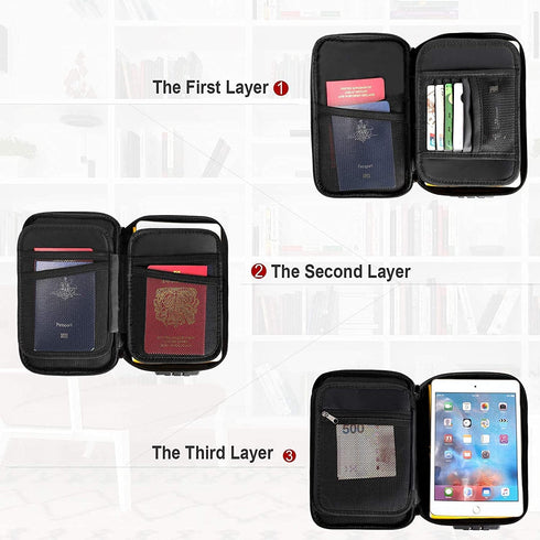 (9x 5.3 3.7 inches),3-Layer Set Valuables-Currency,Keys,Card,Passport(2 Pack) ENGPOW Small Fireproof Bag