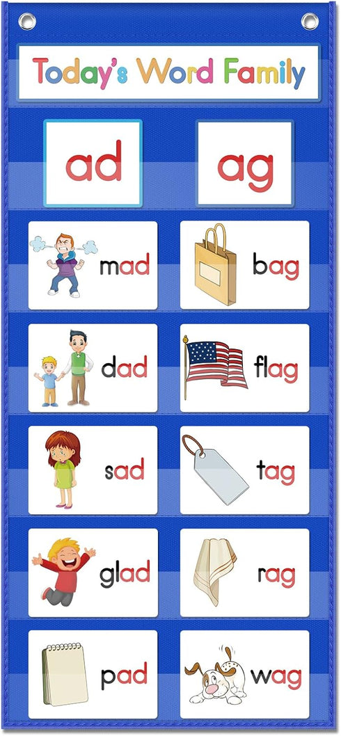 Word Families Pocket Chart, Word Building Center for Kindergarten Preschool Classroom, Phonics Learning Material