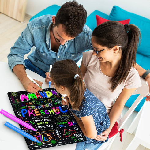 Personalized First Day and Last Day of School Sign, 13" x 16" Large Chalkboard Style Photo Prop - 2 Pcs