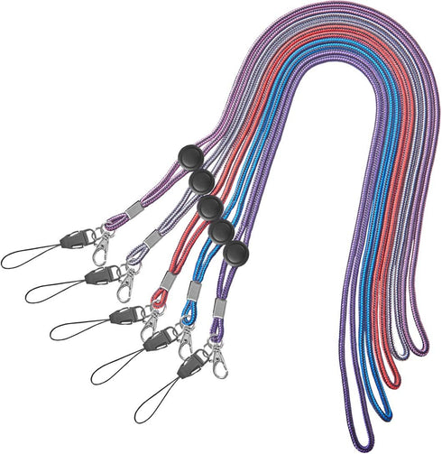YOUOWO Adjustable Lanyard with Clip for ID Badge Holder, Pack of 5 Neck Lanyards for Kids, Women, Men, Cell Phones