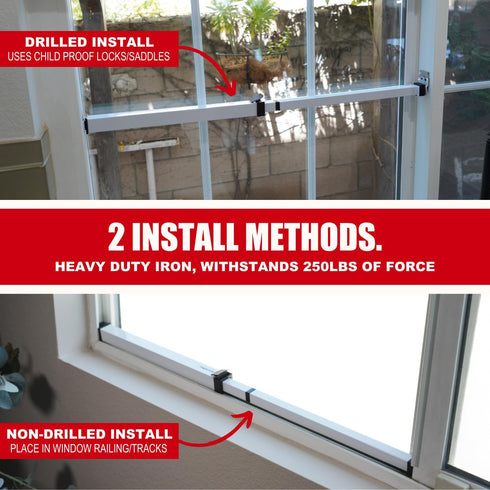 (14.25" 37") SecurityMan Window Security Bar - Easy Install for Horizontal/Vertical Windows - Adjustable Window Lock