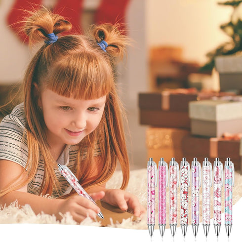 Ireer 8 Pcs Ballpoint Pens for Women, 1.00 mm Cute Black Ink Writing Pens for Journaling, Aesthetic Office Supplies