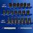 VEHIRETL 22pcs Set 8-27mm 1/2" 3/8" Frozen Set Bolt Nut Extractor Metric Impact Lug Removal Tool and Drive Wheel Lock