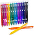 Erasable Gel Pens - 15 Colors Retractable Fine Point Pens for Drawing, Writing, and Crossword Puzzles