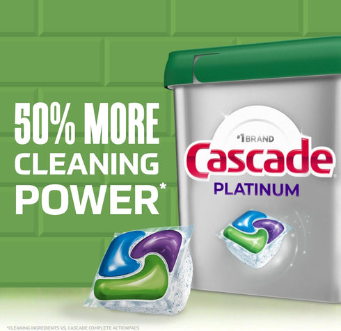 12 count Cascade Platinum Dishwasher Pods, Dishwasher Detergent, Dish Detergent Soap, Fresh
