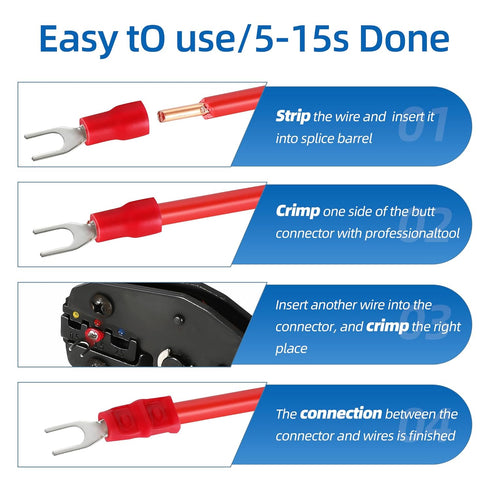 Wire Connectors, Electrical Butt Terminals Ring Fork Spade Connector Kit, 1400PCS for Marine Automotive