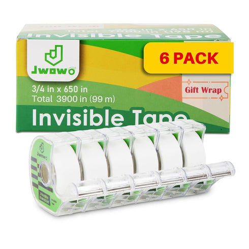 Clear Tape, Transparent Matte Finish Tape for Office and School Supplies, 3/4 in x 650 in, 6 Packs