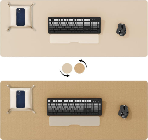 Pad,47.2''x15.8'',Cork DAWNTREES Dual Sided Desk Mat,Leather Desk Desk Mat Protector,with PU Leather Valet Tray