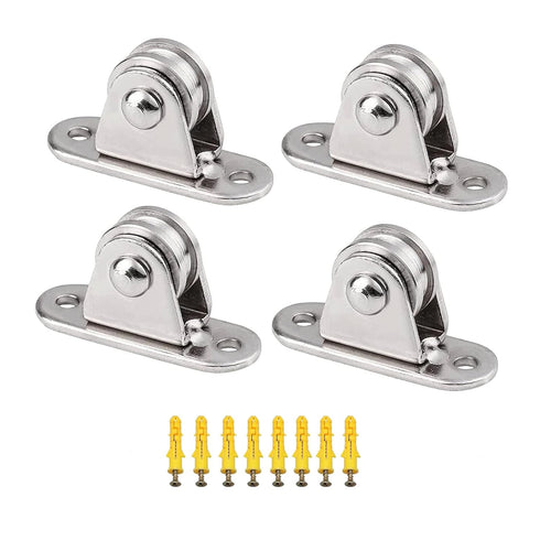 Small Silent Pulley Block Wall Ceiling Mount, Groove Wheel for Wire Rope Cord Material Handling Moving DIY Kits (4)