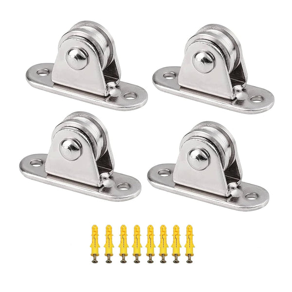 Small Silent Pulley Block Wall Ceiling Mount, Groove Wheel for Wire Rope Cord Material Handling Moving DIY Kits (4)