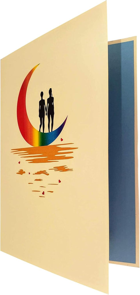 iGifts And Cards Love You To The Moon And Back Lesbian Couple 3D Pop Up Greeting Card for Valentine's Day, Wedding,
