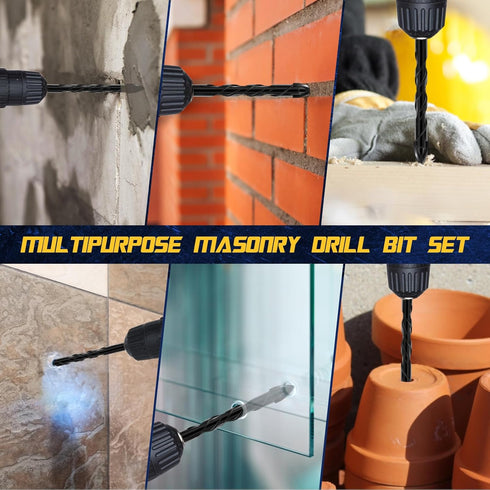 12-PCS Concrete Drill Bit Set, Masonry Drill Bits for Concrete Brick Wall, Tile Glass Ceramic, 1/8 to 1/2 inch