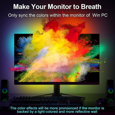 6.5ft 19-32 Inch Immersive Monitor Backlight for Win PC - Gaming Light Strip with Upgraded Software (Required), LED
