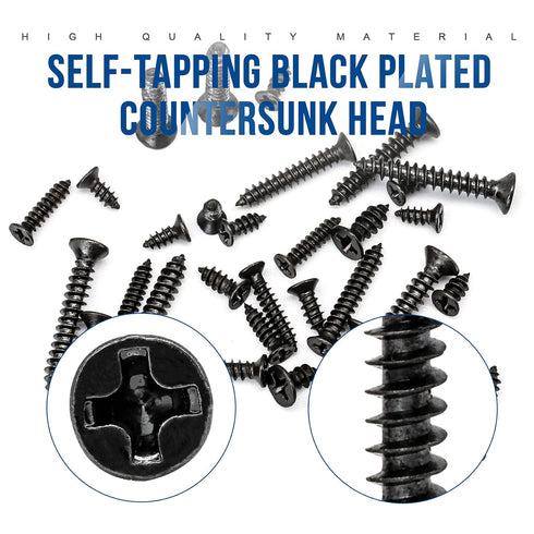 NINDEJIN 450 PCS Miniature Screws Assortment Set, Phillips Flat Head M2.3 M2.6 M3, Black Self-Tapping for Electronics