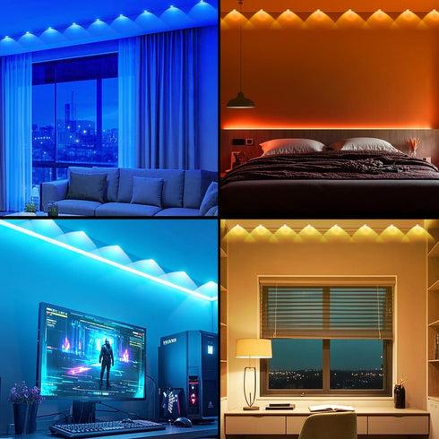 16.4ft, 17 USB Indoor Eaves Lights Smart RGB App Control led Strip Lights with LEDs, LED Rope Lights, Color Changing