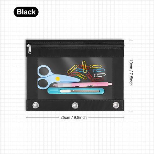 IKAYAS 40 Pack Black Pencil Pouch for 3 Ring Binder, Colorful Zipper Pencil Bags for Classroom Teacher Supplies