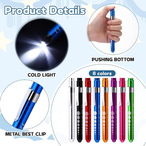 24 Pack 8 Lewtemi Penlight for Nurse Bulk LED Reusable Diagnostic Pen Light with Pupil Gauge Pocket Clip for Employee