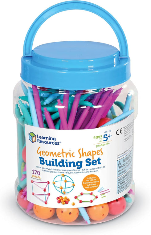 Set 170 5+ Learning Resources Geometric Shapes Building - Pieces, Ages Math Learning Games for Kids, Early Math Skills