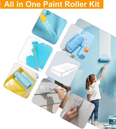 Set Leshein Paint Roller Kit with Extension Pole, Paint Brushes for Walls, Painting Supplies for Home Interior