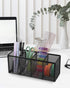 QYH Pencil Holder with 4 Compartments, Metal Mesh Storage Cup for Office Desk Accessories, Makeup Brushes