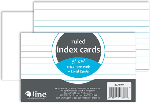 C-Line 3" 5", 100/PK (48807) Index Cards, x White